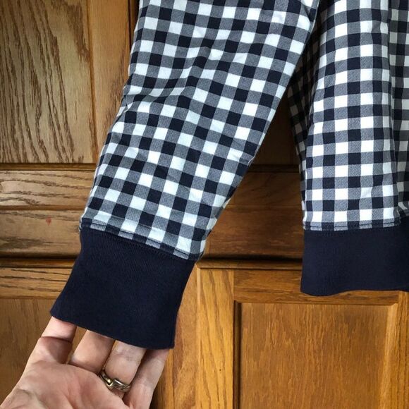 Draper James Natalie Gingham Crew Neck Sweatshirt Navy Blue - S - Picture 6 of 12